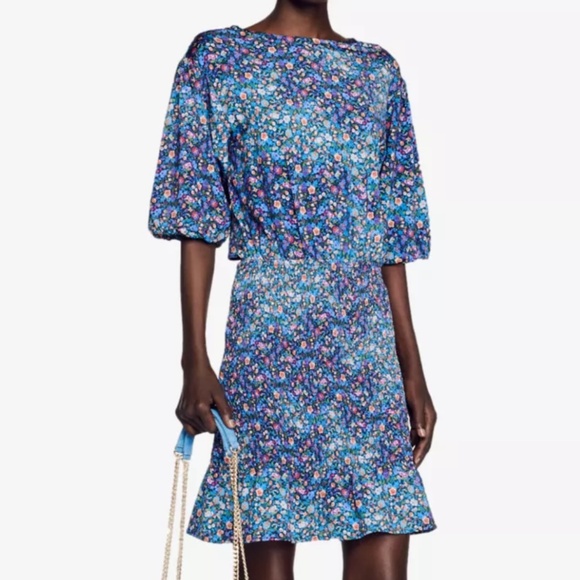 SANDRO - Spinelle Floral Print Cutout Back Dress - Picture 1 of 11